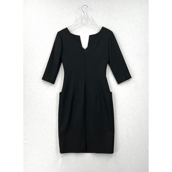 ALEXANDER MCQUEEN Wool Sheath Dress Womens 38 Black Pockets Elbow Sleeve Pencil - Picture 3 of 16